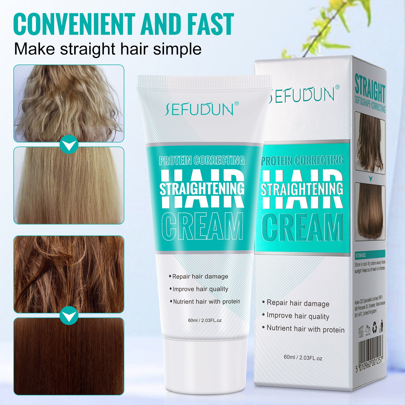SEFUDUN Hair Straightening Cream, 60ml