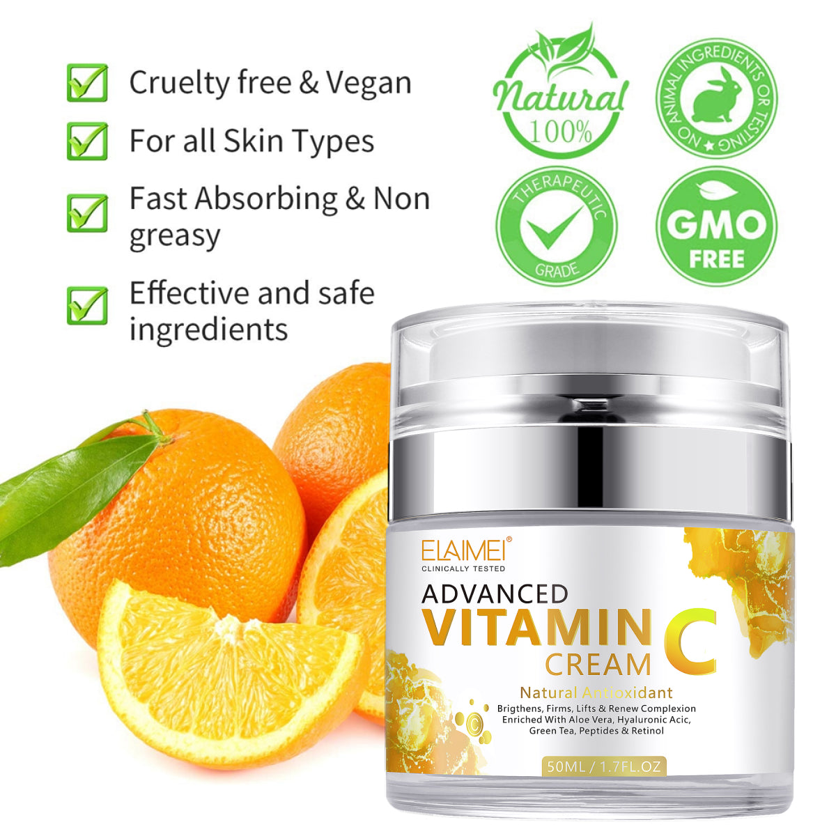 Elaimei Vitamin C Face Cream Moisturizer Day Night