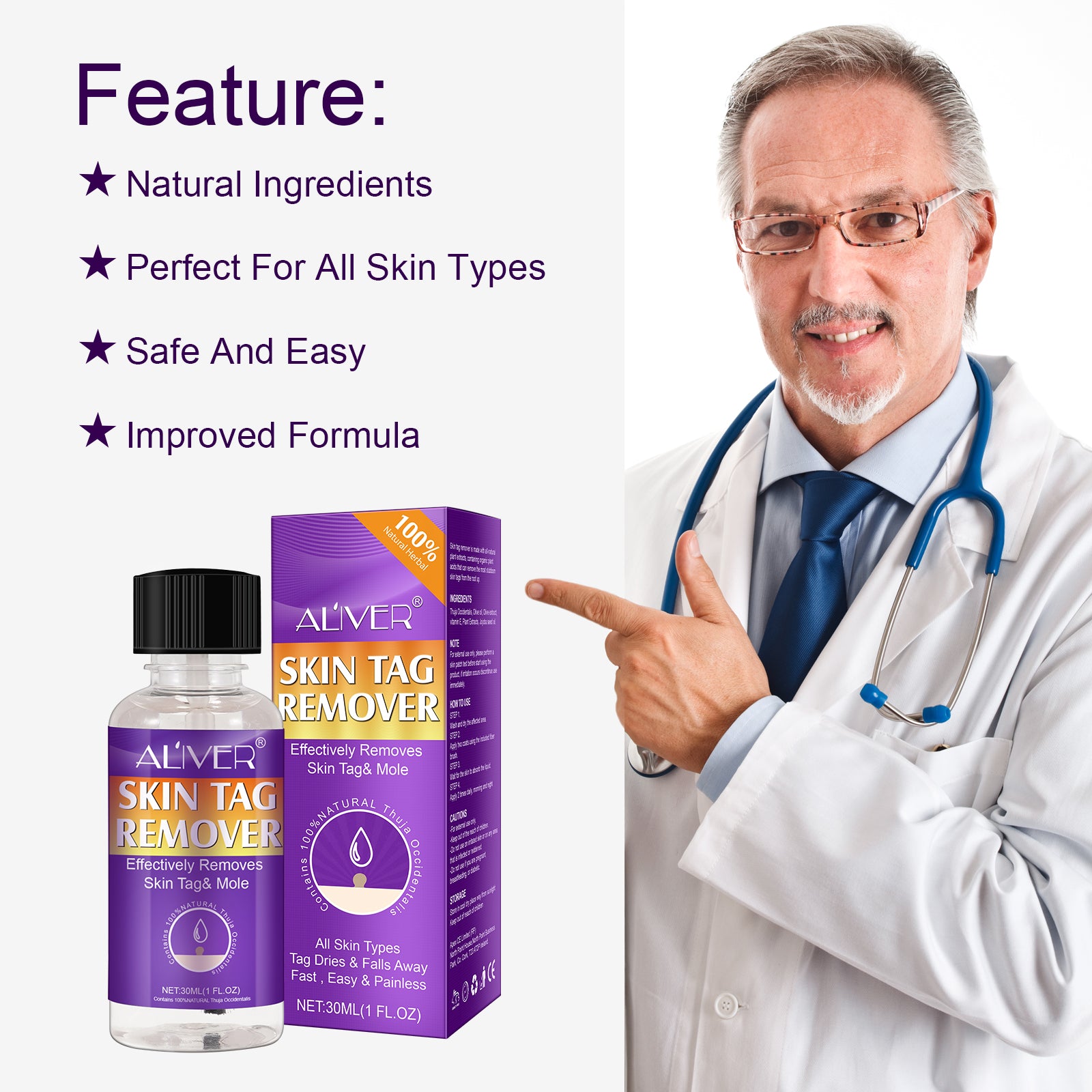 ALIVER Safe Skin Tag Removal Liquid, 30ml