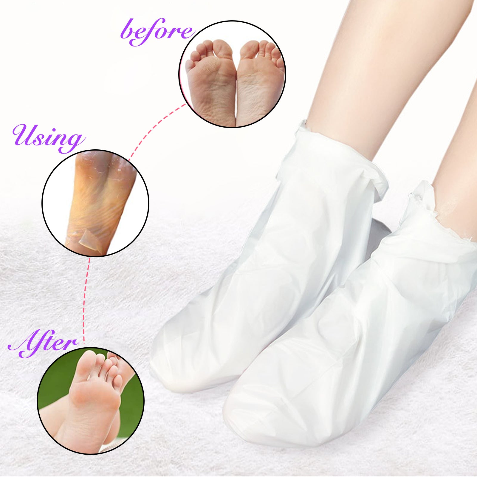 Aliver Exfoliating Foot Peel Mask Baby Soft Feet Smooth Socks Callus Hard Dead Skin Remove Spa Lavender (1 pair)