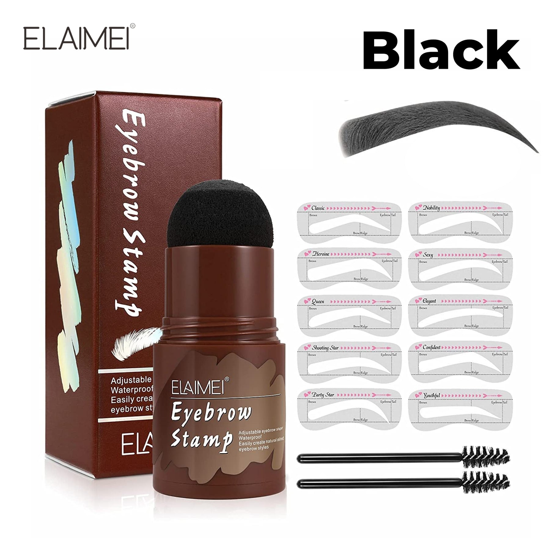 ELAIMEI Natural Eyebrow Stencil Kit, BLACK