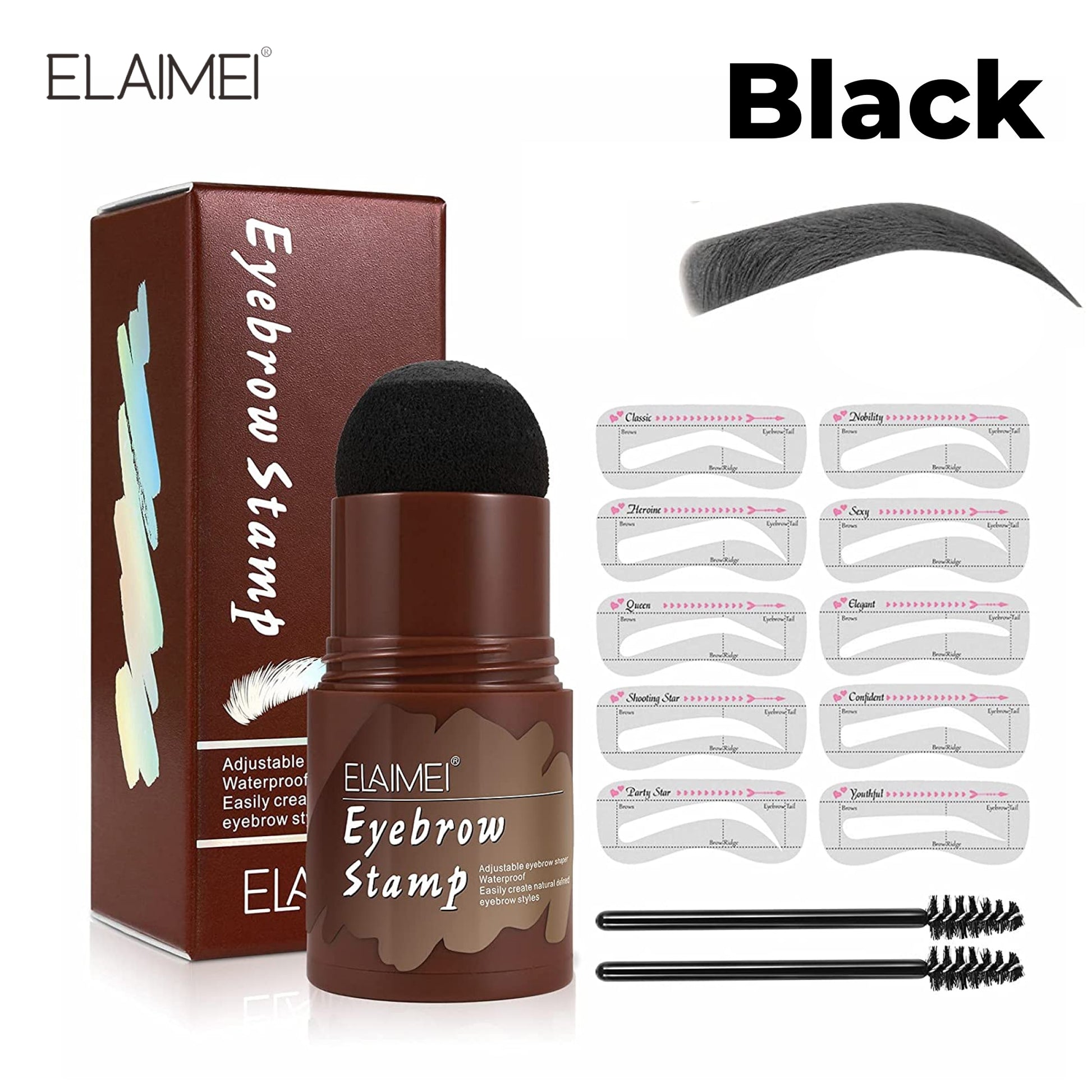 ELAIMEI Natural Eyebrow Stencil Kit, BLACK