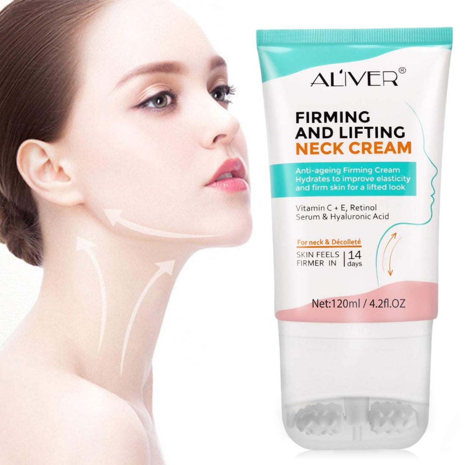 Aliver Firming Neck Skin Cream Roller for Facial Lifting Massage