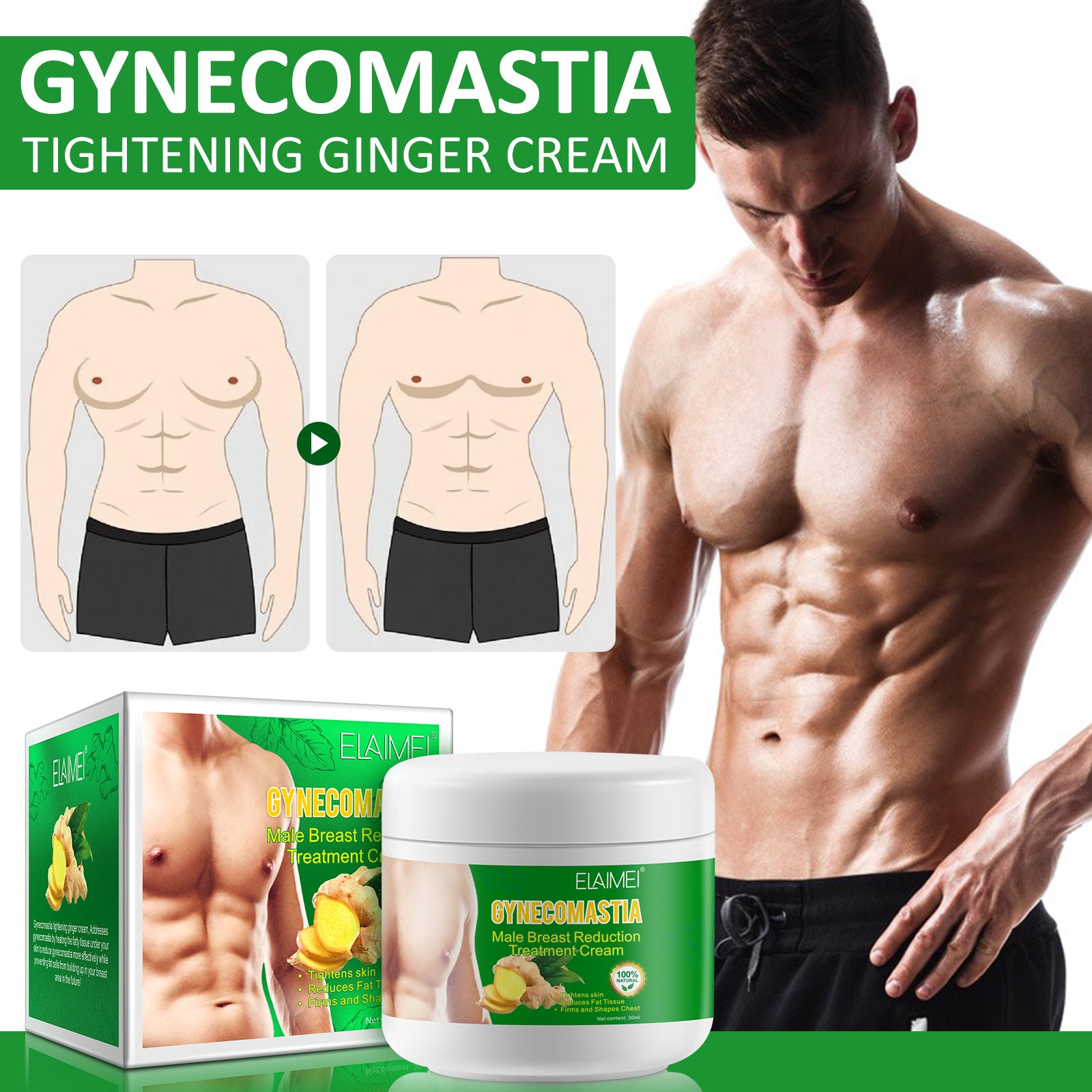 ELAIMEI Gynecomastia Male Breast Treatment Cream, 30ml
