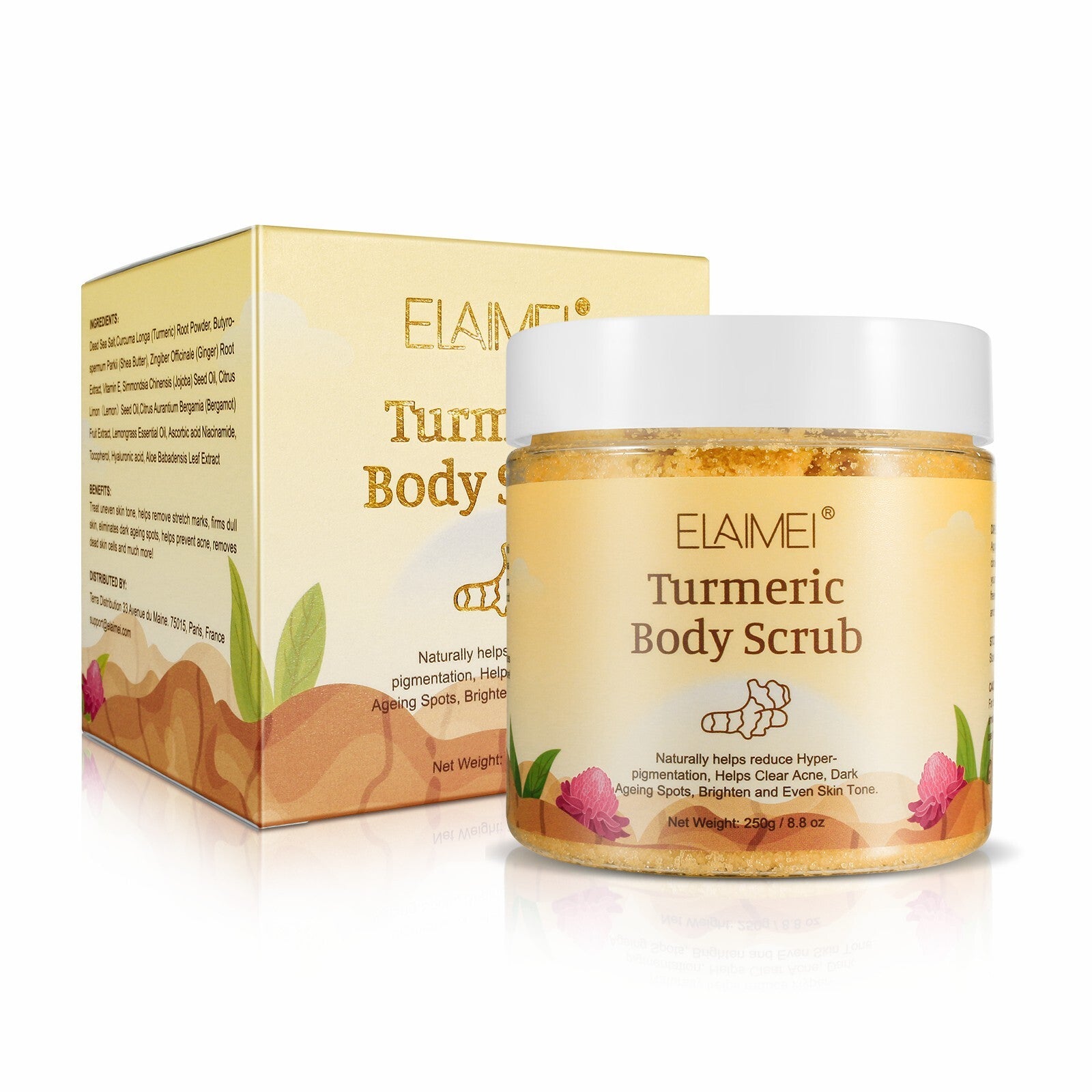 ELAIMEI Exfoliating Turmeric Body Scrub, 250g