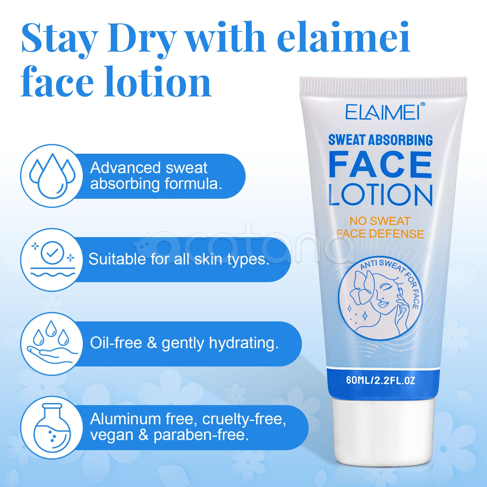 ELAIMEI Sweat Absorbing Face Lotion, Oily Face Control, 60ml
