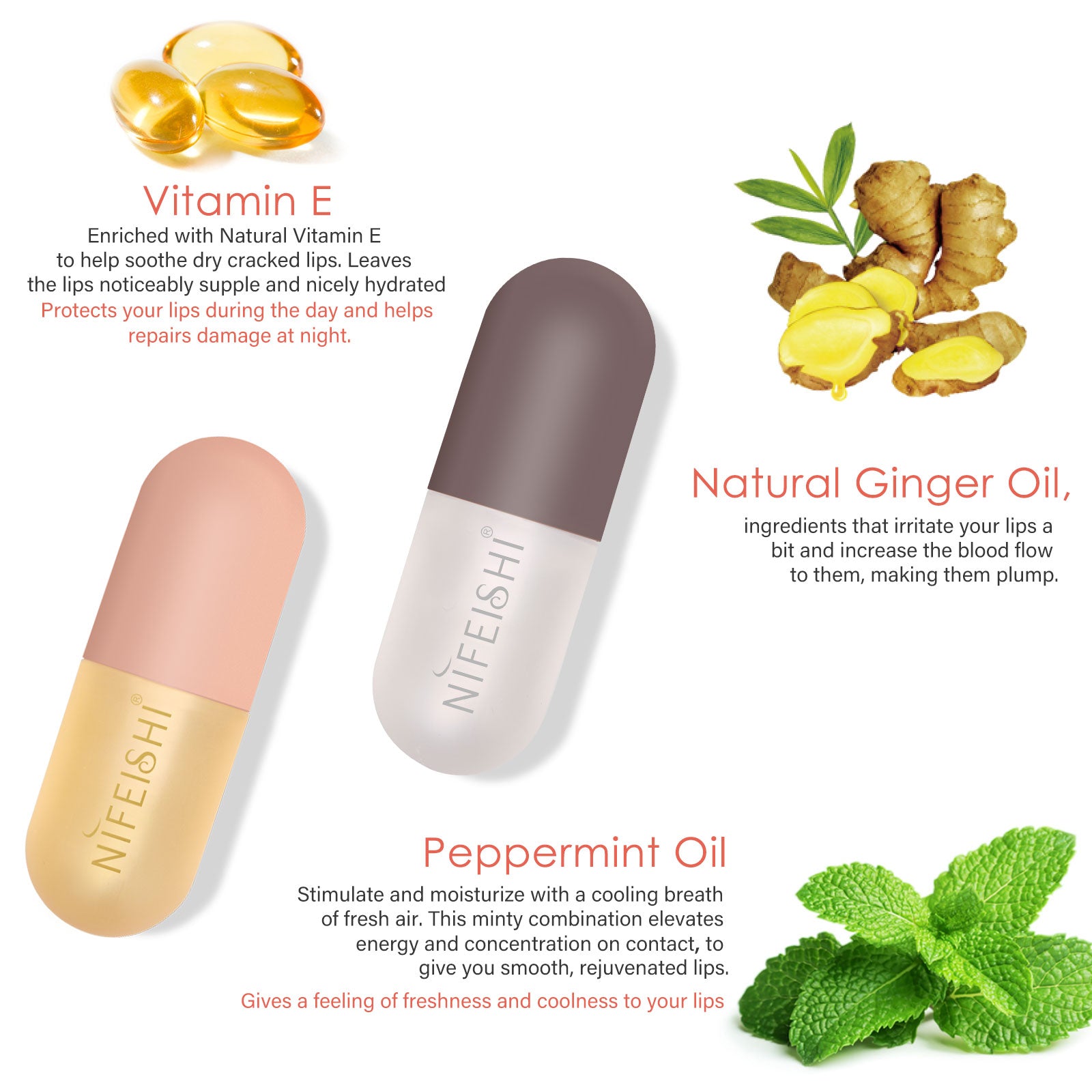 NIFEISHI 2pcs Day & Night Lip Plumper Set