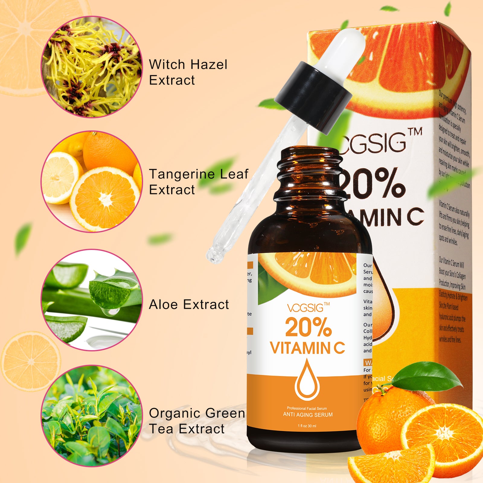 VOGSIG Vitamin C Face Anti Age Serum Skin Hyaluronic Acid Pure Retinol Anti Aging Collagen Facial Day Night Treatment Repair