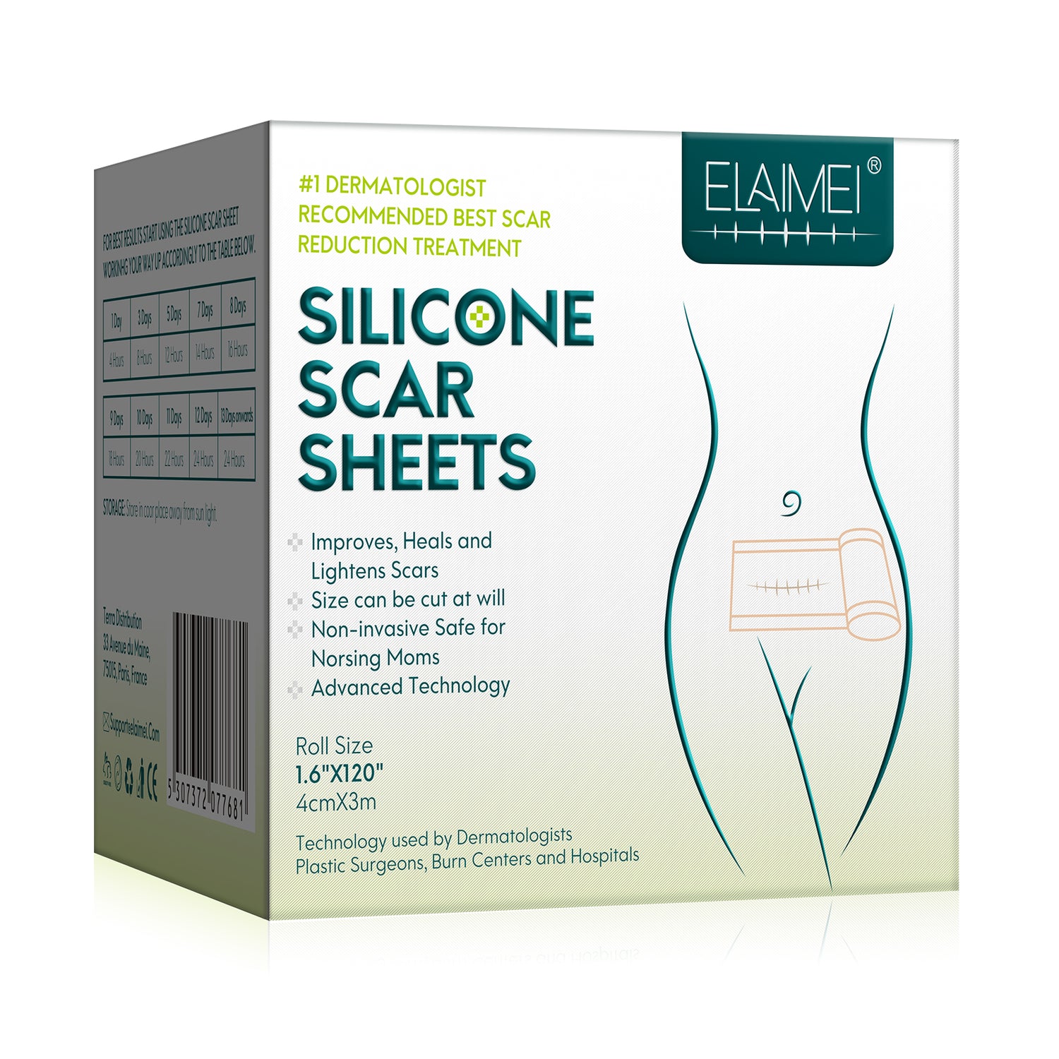 ELAIMEI Silicone Scar Removal Sheets, Roll Tape 3m