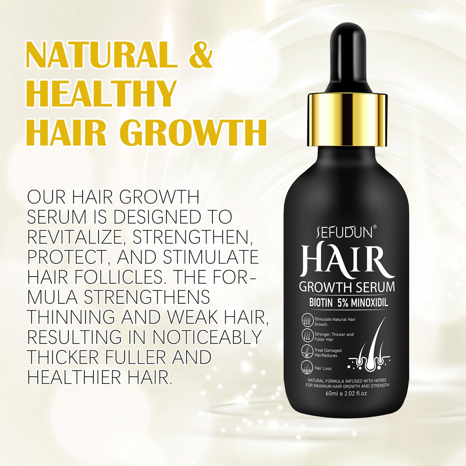 SEFUDUN Hair Growth Serum + Derma Roller Kit