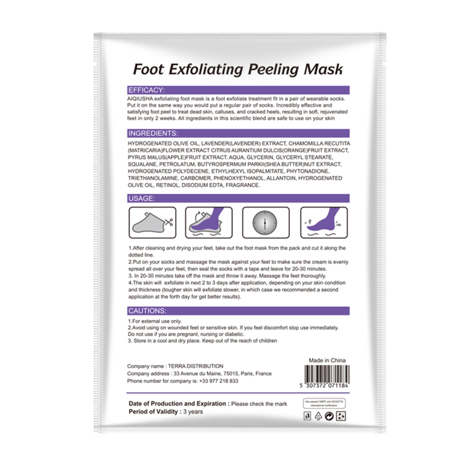 Aliver Exfoliating Foot Peel Mask Baby Soft Feet Smooth Socks Callus Hard Dead Skin Remove Spa Lavender (1 pair)