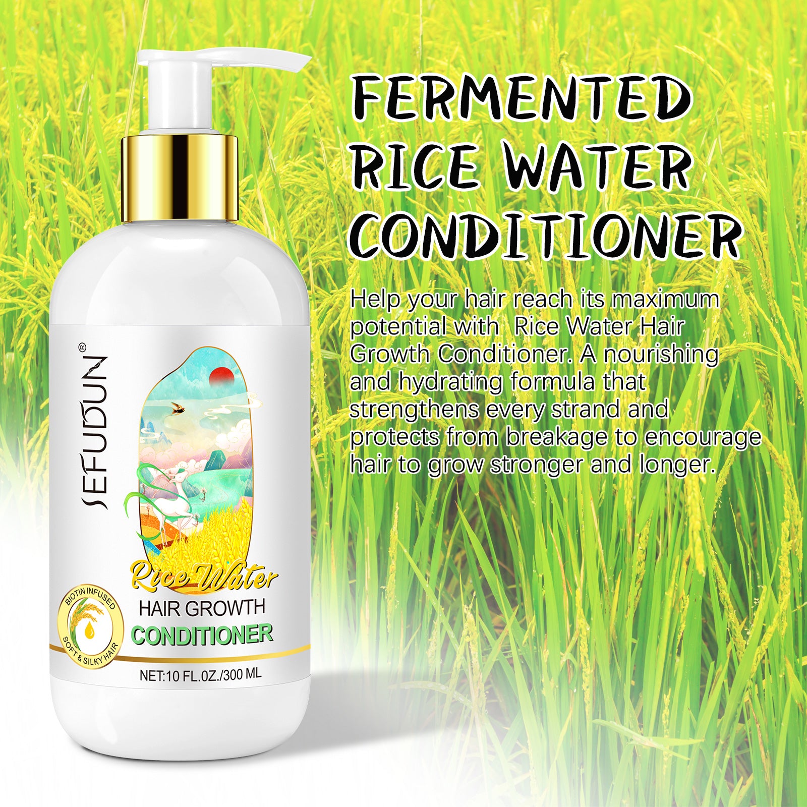 SEFUDUN Rice Water Hair Growth Conditioner, 300ml