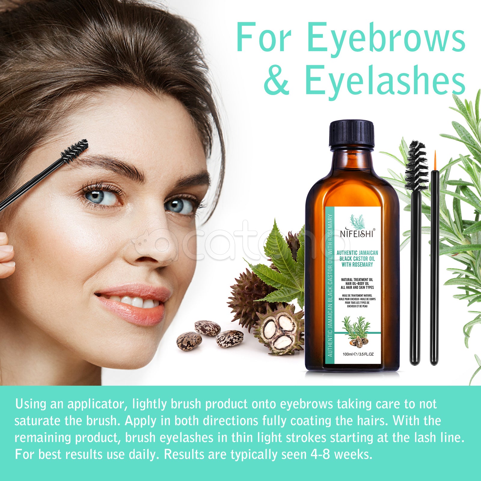 NIFEISHI Authentic Jamaican Black Castor Oil with Rosemary, 100ml