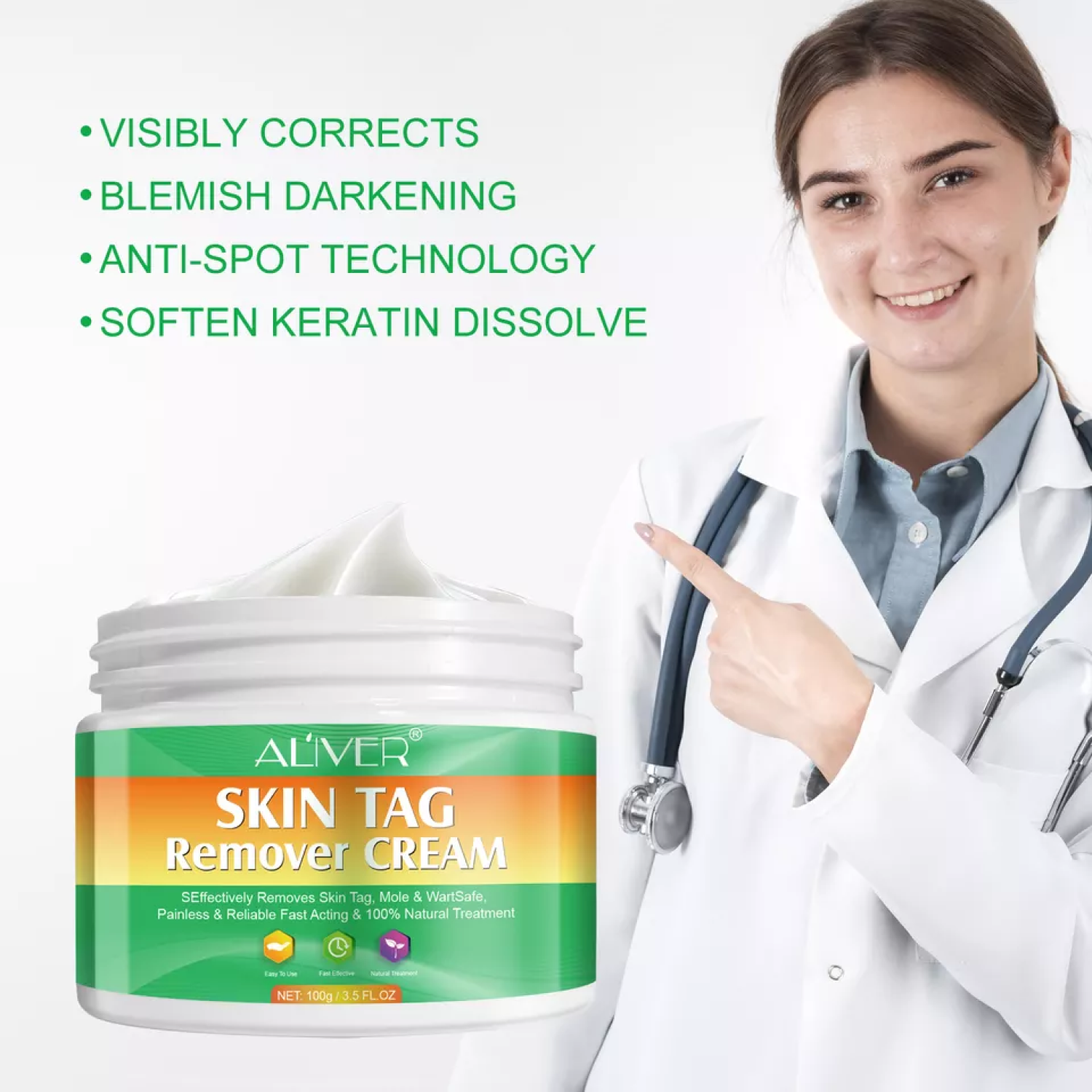 ALIVER Skin Tag, Acne & Wart Remover Cream, 100g