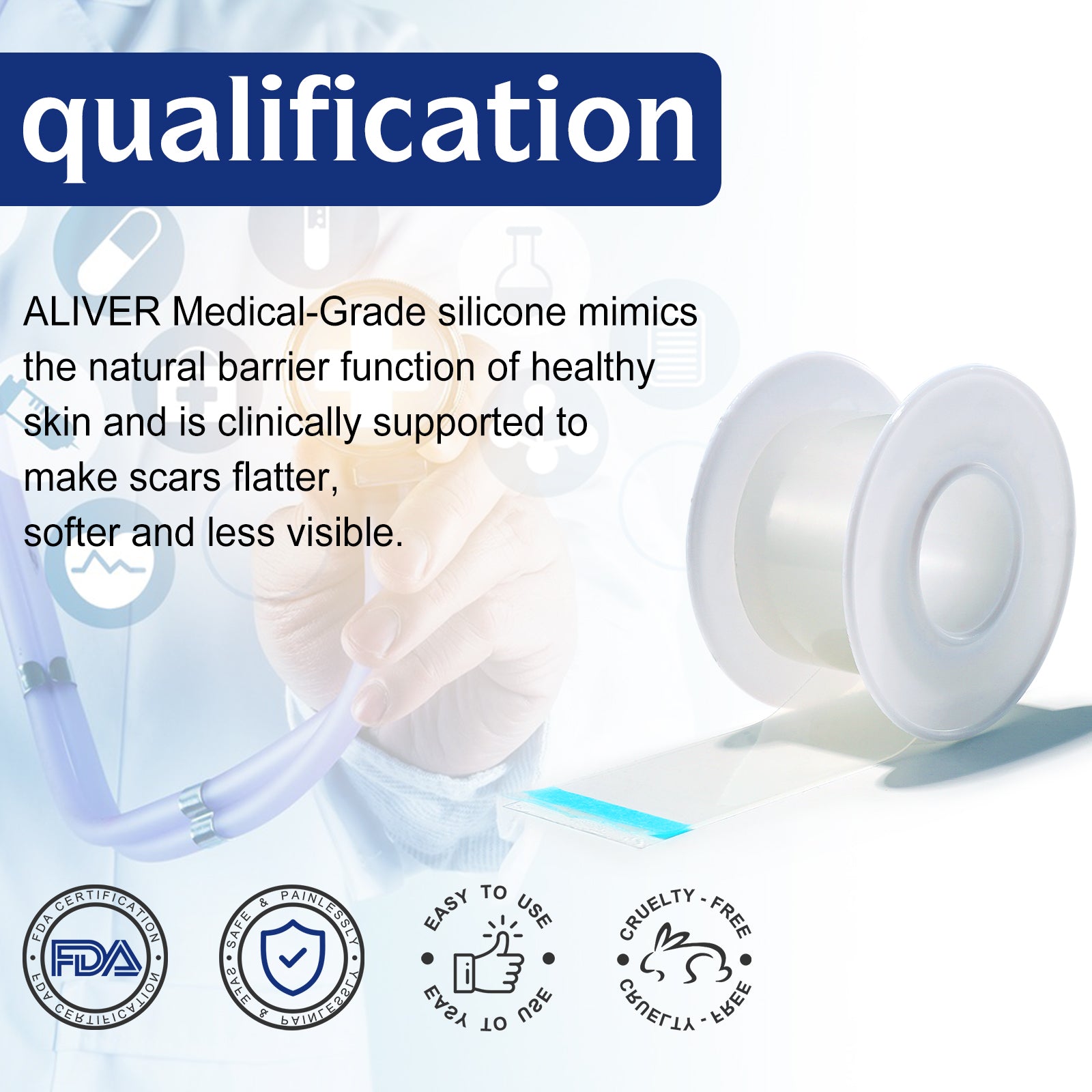 ALIVER Silicone Scar Removal Sheet, 1.5m