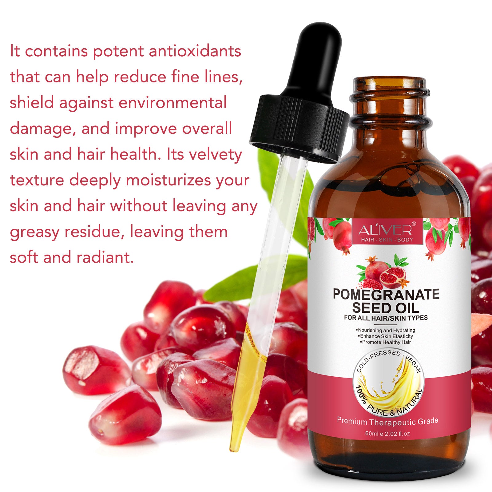 ALIVER Pure & Natural Pomegranate Seed Oil, 60ml