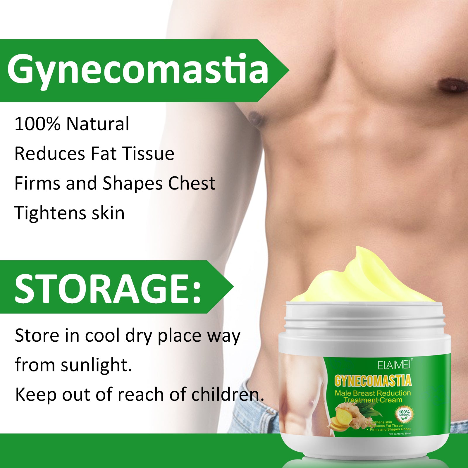 ELAIMEI Gynecomastia Male Breast Treatment Cream, 30ml